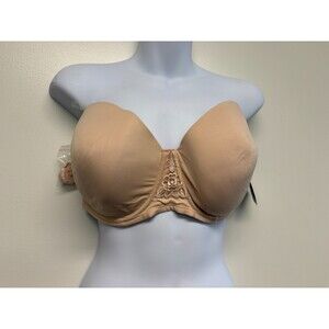 Vanity Fair 40D Beauty Back Full Figure Strapless Bra Rose Beige 74380 NWT